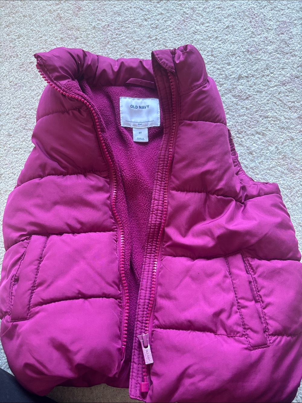 Old Navy Fuchsia Quilted Puffer Vest